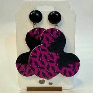 Stylish Black and Purple Minnie Mouse Shaped Halloween Earrings